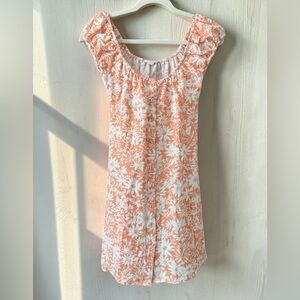 Blu Pepper Peach Floral Mini Dress with White Daisy Print